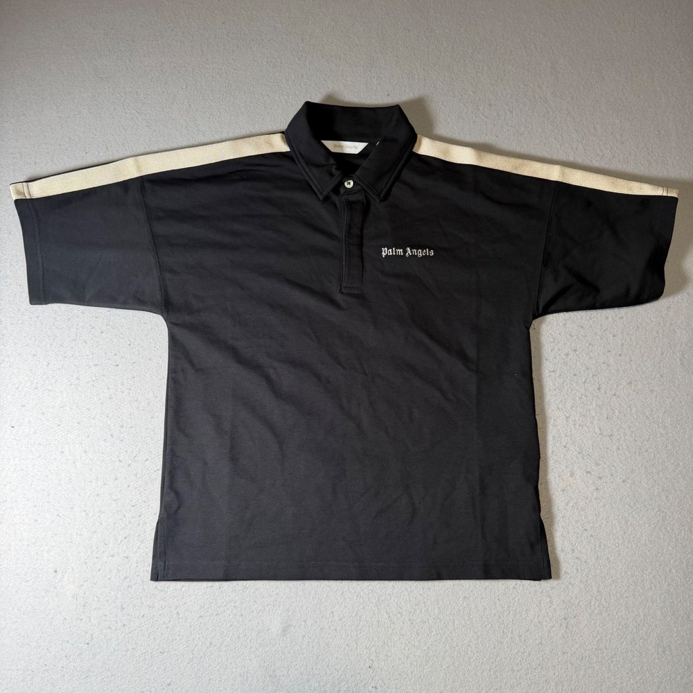 Palm Angels Kids Black Track Polo Side Stripe Logo Size 12 or Small Women